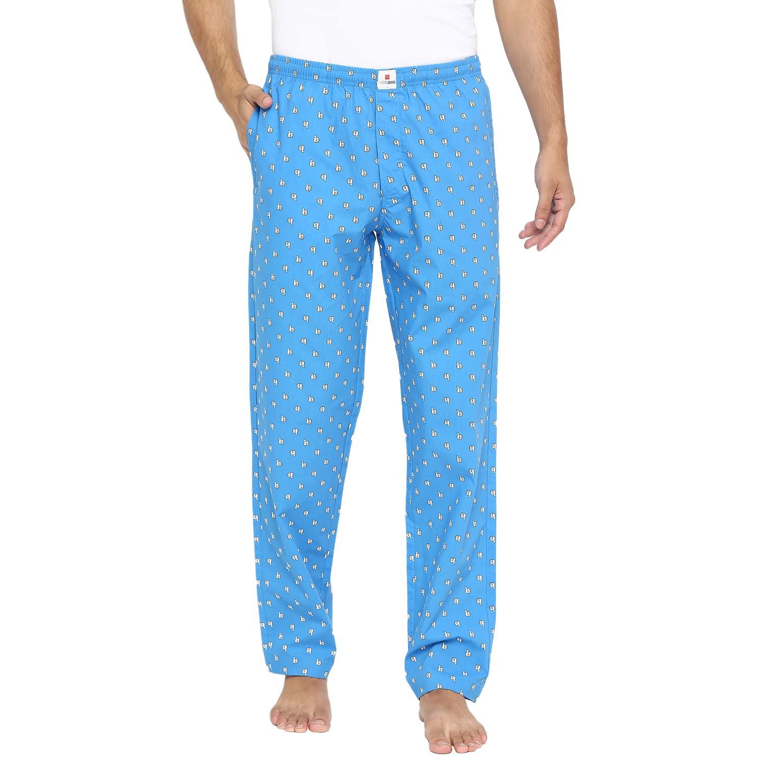 underjeans by Spykar Men Blue Printed Cotton Woven Lounge Pant-picture-14