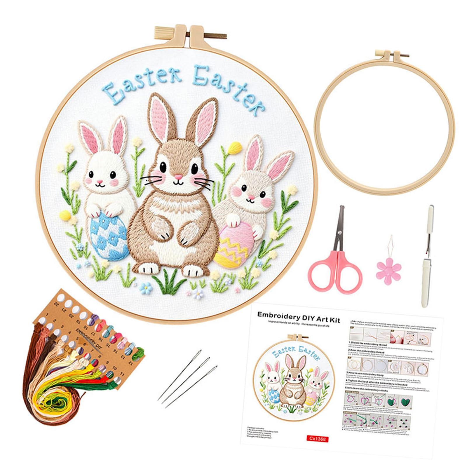 hogtnd Easter Bunny Embroidery Kit with Complete Tool for Special Occasions and DIY