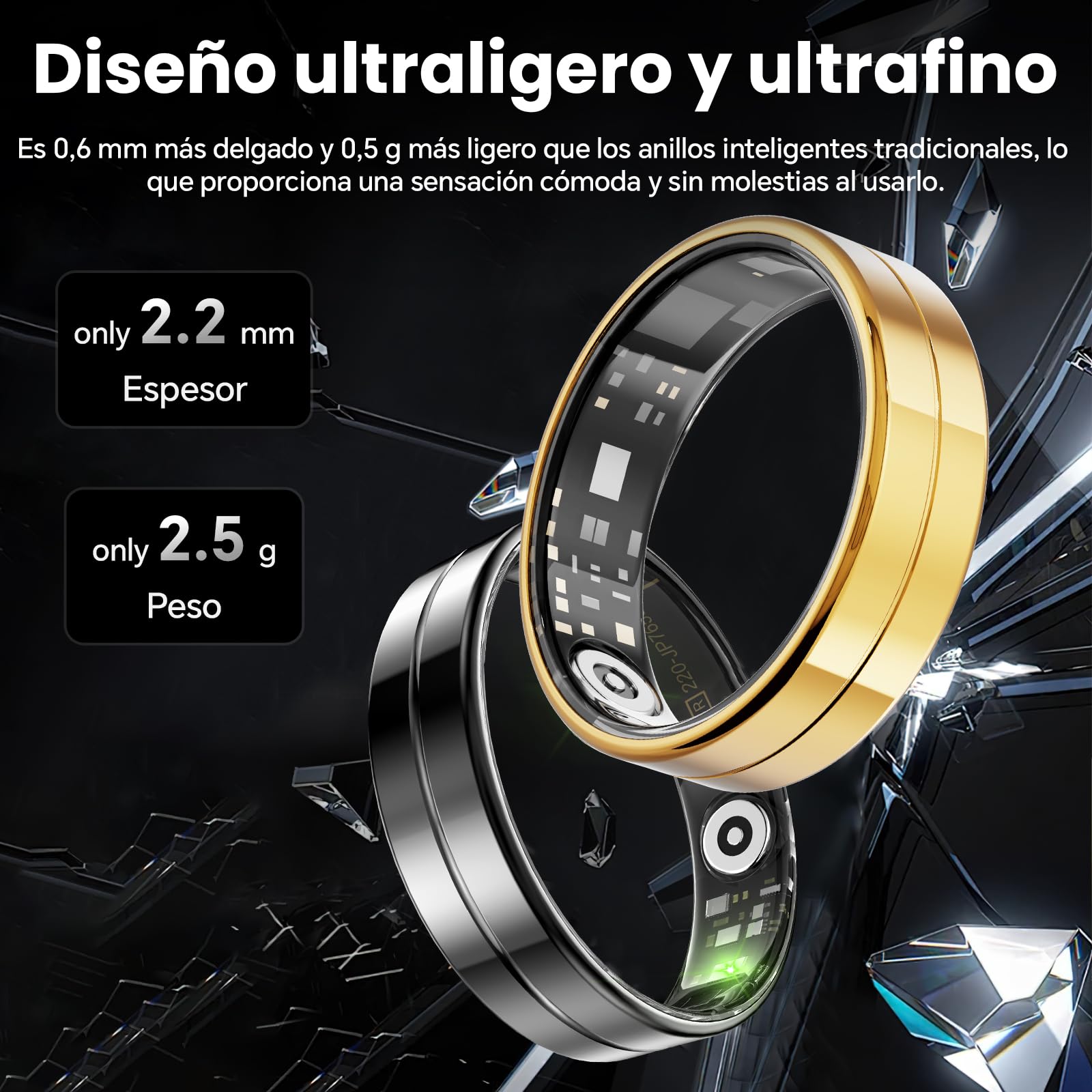 Mingtawn Anillo Inteligente de Salud, Monitoriza Automáticamente la Frecuencia Cardíaca, el Sueño,24/7 Anillos para Hombre y Mujer, sin Suscripción, para Android e iOS (Plata,11)