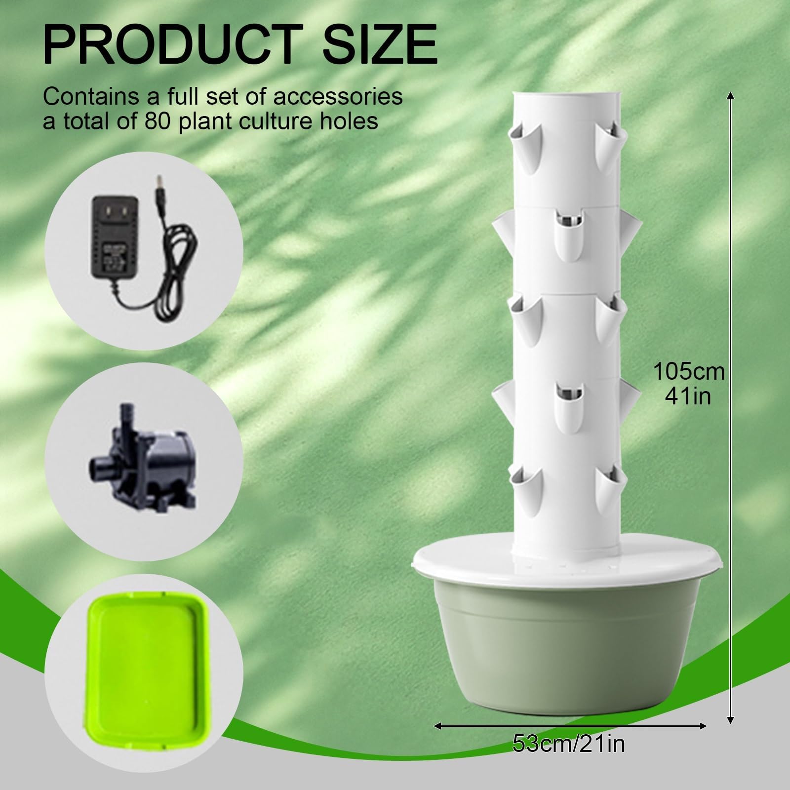 Kit De Cultivo HidropóNico, Torre Interior 5 Capas con Bomba Agua, Kit GerminacióN Plantas, Kit HidropóNico Vertical para Fresas, Tomates, Lechugas Y Hierbas,5 Layers