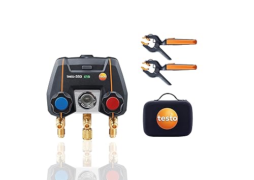 Testo 550i Kit I Colector digital operado por aplicación y 2 x 115i Termómetro de abrazadera de tubo para aire acondicionado, sistemas de