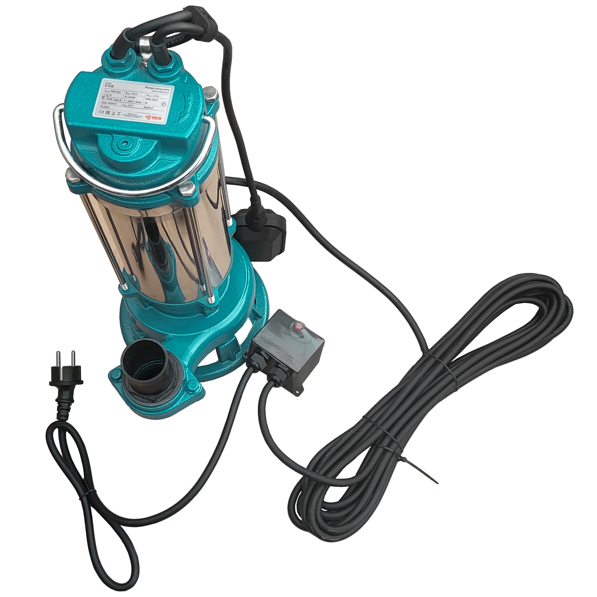 Bomba sumergible IBO V550 Bomba de heces Bomba de aguas residuales Caja de acero 230V