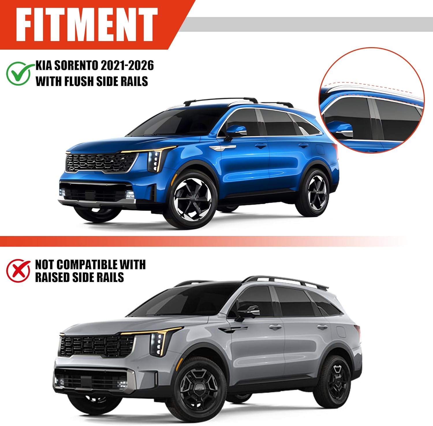 Roof Rack Cross Bars for 2021-2026 Kia Sorento 396lbs Lockable Roof Rails Crossbars Anti-Theft Roof Rackfor Cargoes, Bicycles, Kayaks, Luggage Racks, Suitcases, Canoes