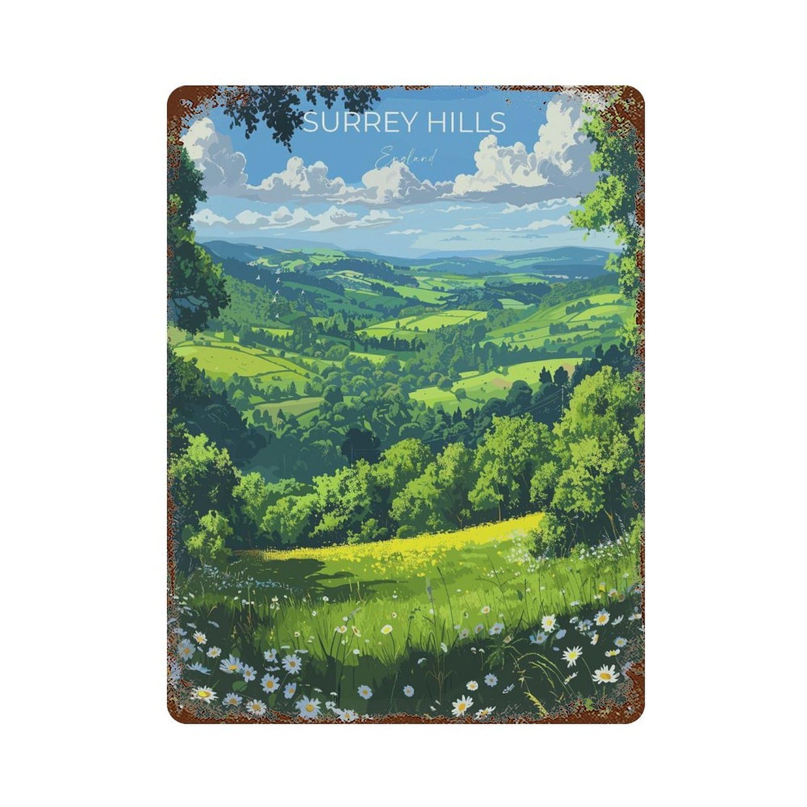 xiaoxiaoshen Surrey Hills Travel English Countryside Gift (4) Wall Decor Art Metal Tin Poster Modern Home Decor Art Home Bar Shop Decorations Vintage Sign 40x30cm