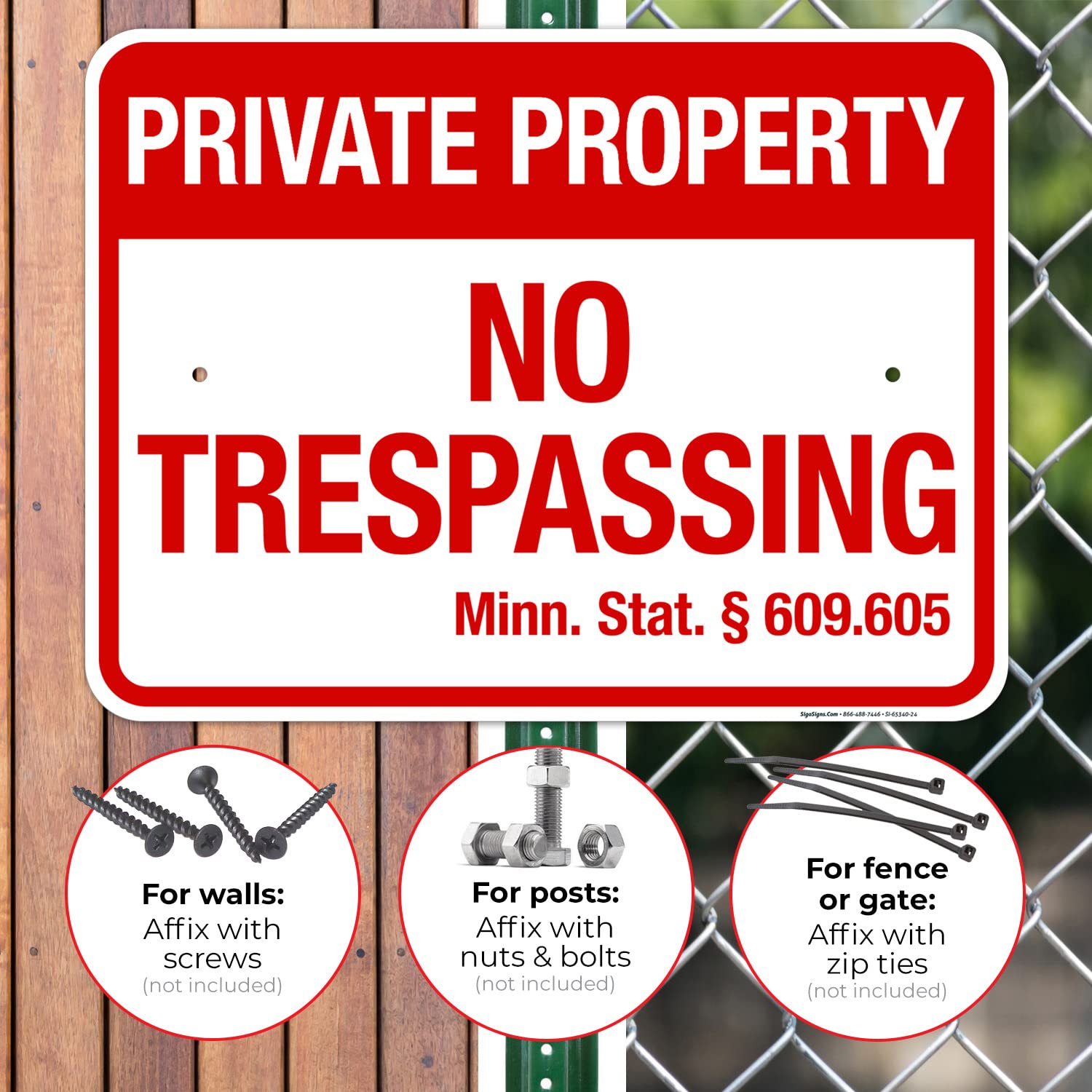 Minnesota No Trespassing Private Property Sign, 18x24 Inches, Rust Free .063 Aluminum, Fade Resistant, Made in USA