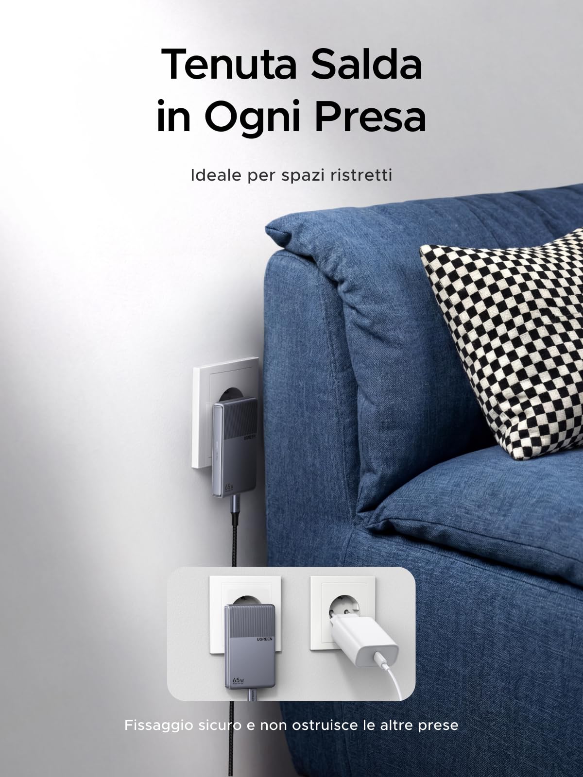 UGREEN Nexode Air 65W Caricatore Ultra Sottile Adattatore Caricabatteria | 3 Porte PD 3.0 PPS 25W Compatibile con iPhone 17 Pro Max Air 16 15 14 13 Galaxy S26 25 24 Pixel 10 Pro iPad Steam Deck