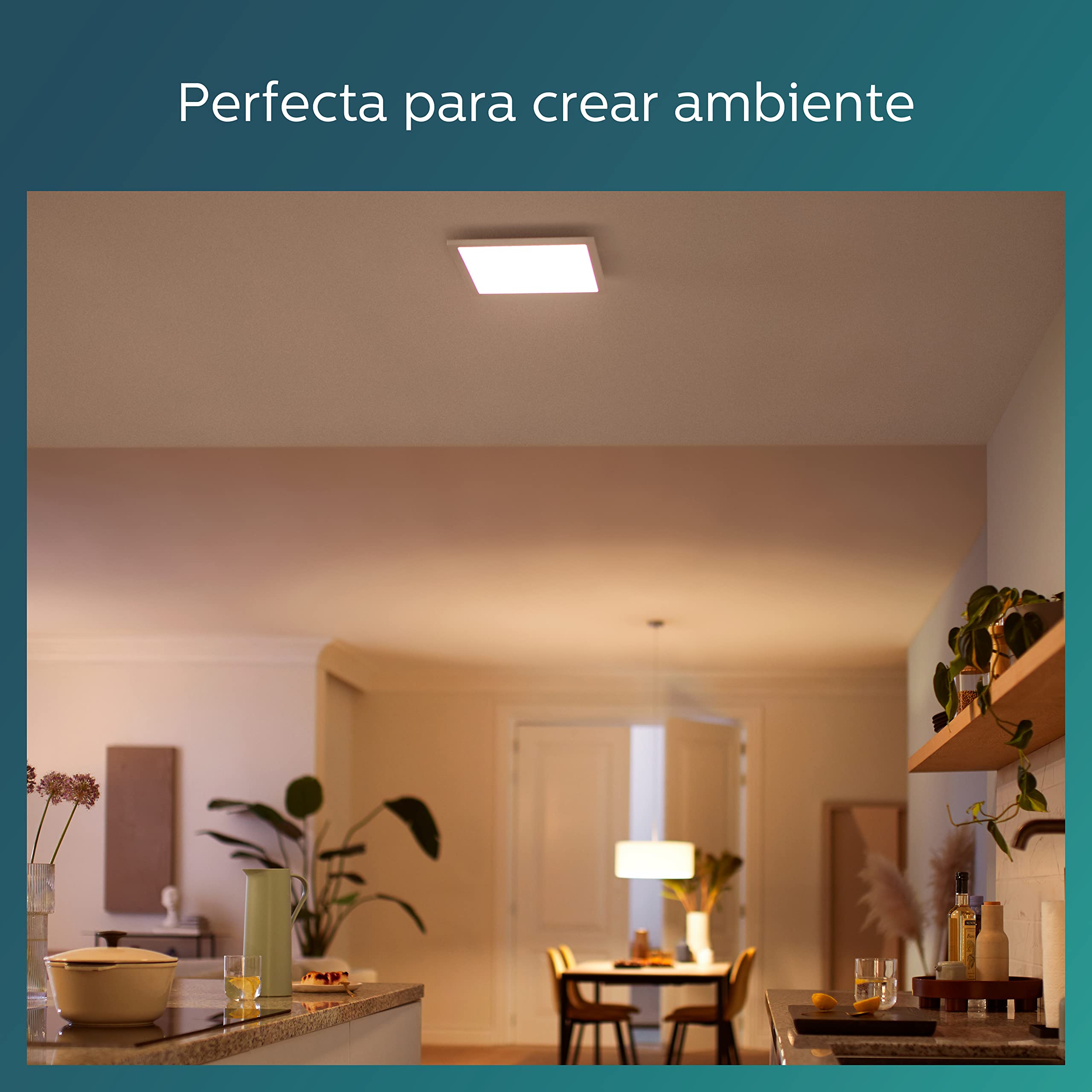 Philips - Plafón Philips Tuch Ceiling, lámpara LED de techo funcional, color blanco, luz blanca cálida regulable, 27K - 12W
