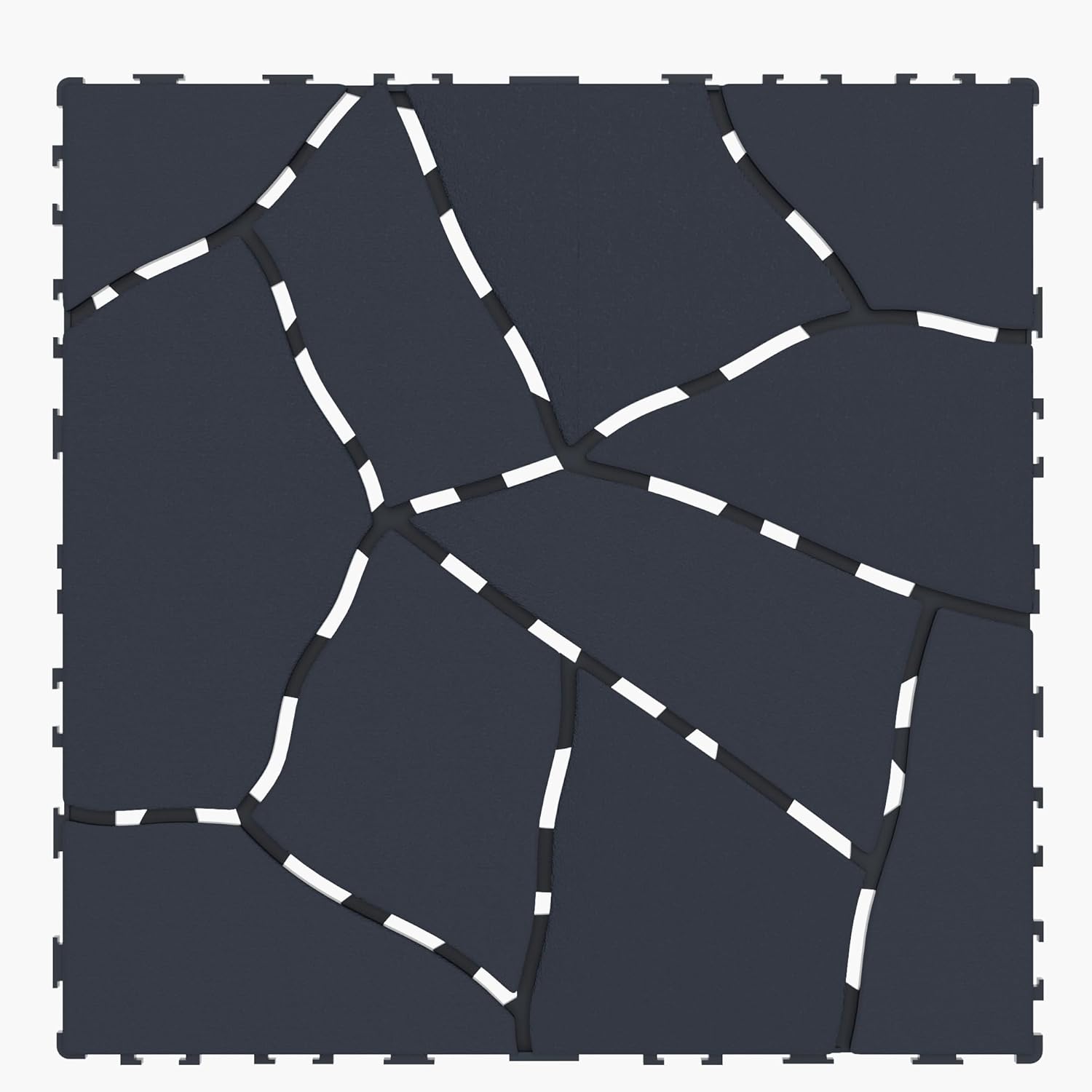 Interlocking Plastic Deck Tiles -44-PC Set, Suitable for DIY Gardens, Swimming Pools, and Terrace Flooring - Weatherproof Dark Grey with Drainage Holes