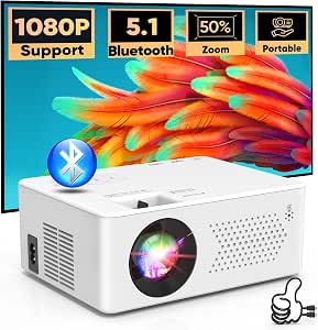 Mini Projecteur 5G WiFi Bluetooth 1080P Full HD AKATUO 12000 Lumens - Home Cinéma Portable Avec Zoom 50%