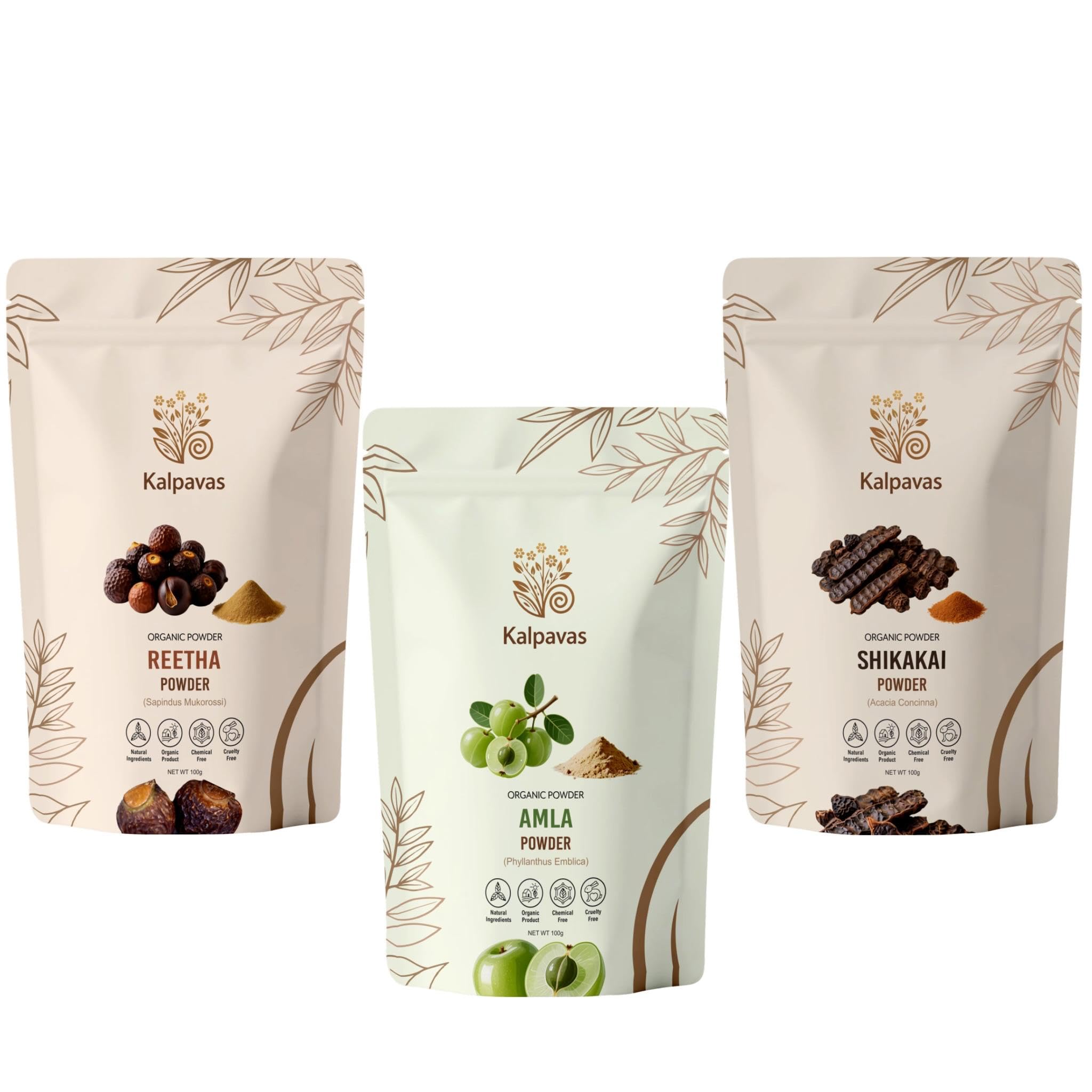 Kalpavas Reetha + Amla + Shikakai Powder | 100% Natural Hair Cleanser & Strengthener | For Strong, Shiny & Dandruff-Free Hair | No Chemicals & Preservatives (100g x 3 = 300g Combo)-image-43
