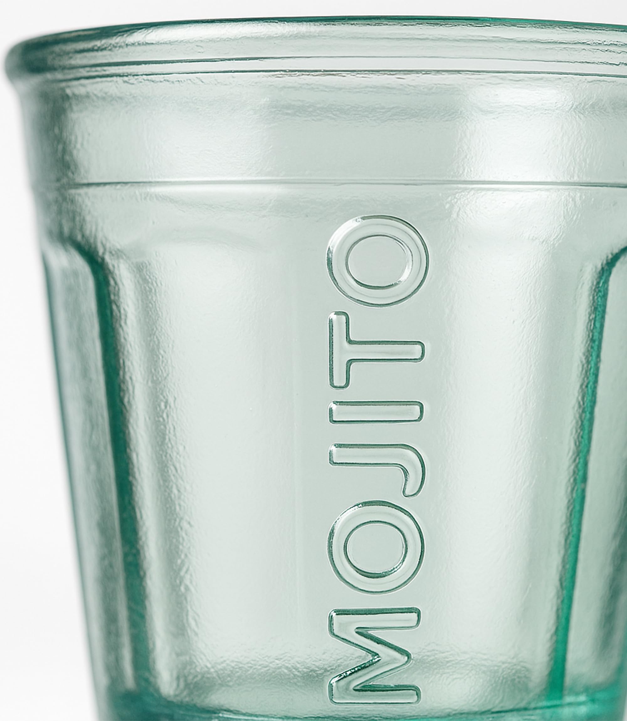 Pack 6 Vasos Mojito Vidrio Reciclado 450ml Resistentes Reutilizables Para Cócteles Batidos Helados Diseño Cónico con Relieve Ideal para Fiestas Verano Bar Hogar Bebidas Frías y Refrescantes