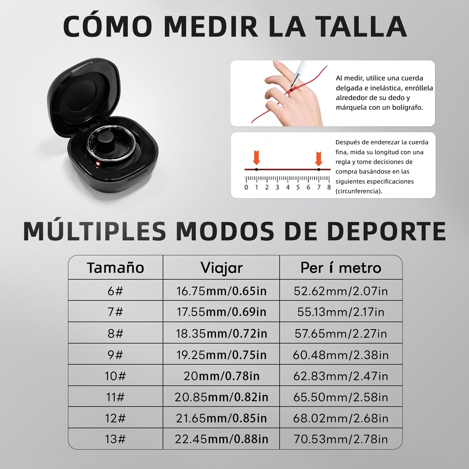 Health Ring Pro Inteligente Anillo Táctil versión Mejorada con Bluetooth, Resistente al Agua 10 ATM, Rastreador de Actividad Física (Plata, 8)