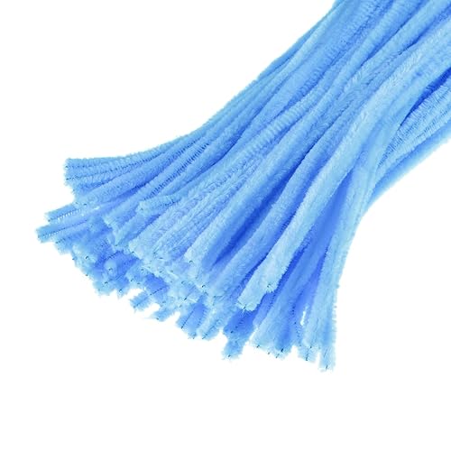 YOKIVE 200 limpiapipas, decoración de tallos de chenilla, ideal para suministros de manualidades (1564 pulgadas, 12 pulgadas, azul claro)