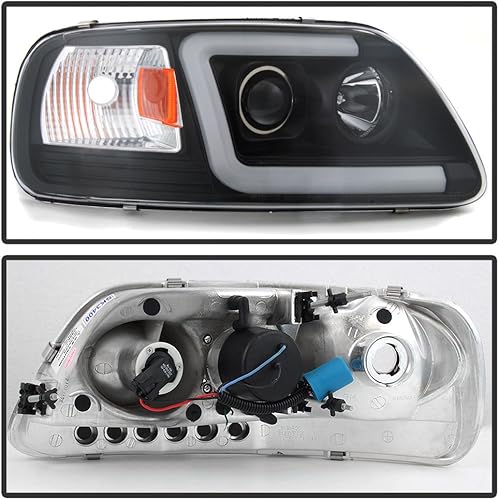 Miniatura 3 de ACANII - Para Ford F150 97-02 Expedition negro 1997-2003 Expedición LED proyector faros delanteros lado conductor y pasajero