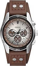 Reloj Cronógrafo de Cuero y Acero Inoxidable Fossil Men's Coachman Quartz