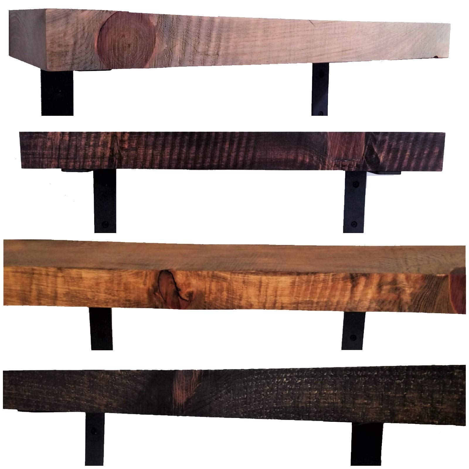 Farmhouse Solid Wood Shelf with Heavy Duty Iron Brackets More Colors and Sizes Available