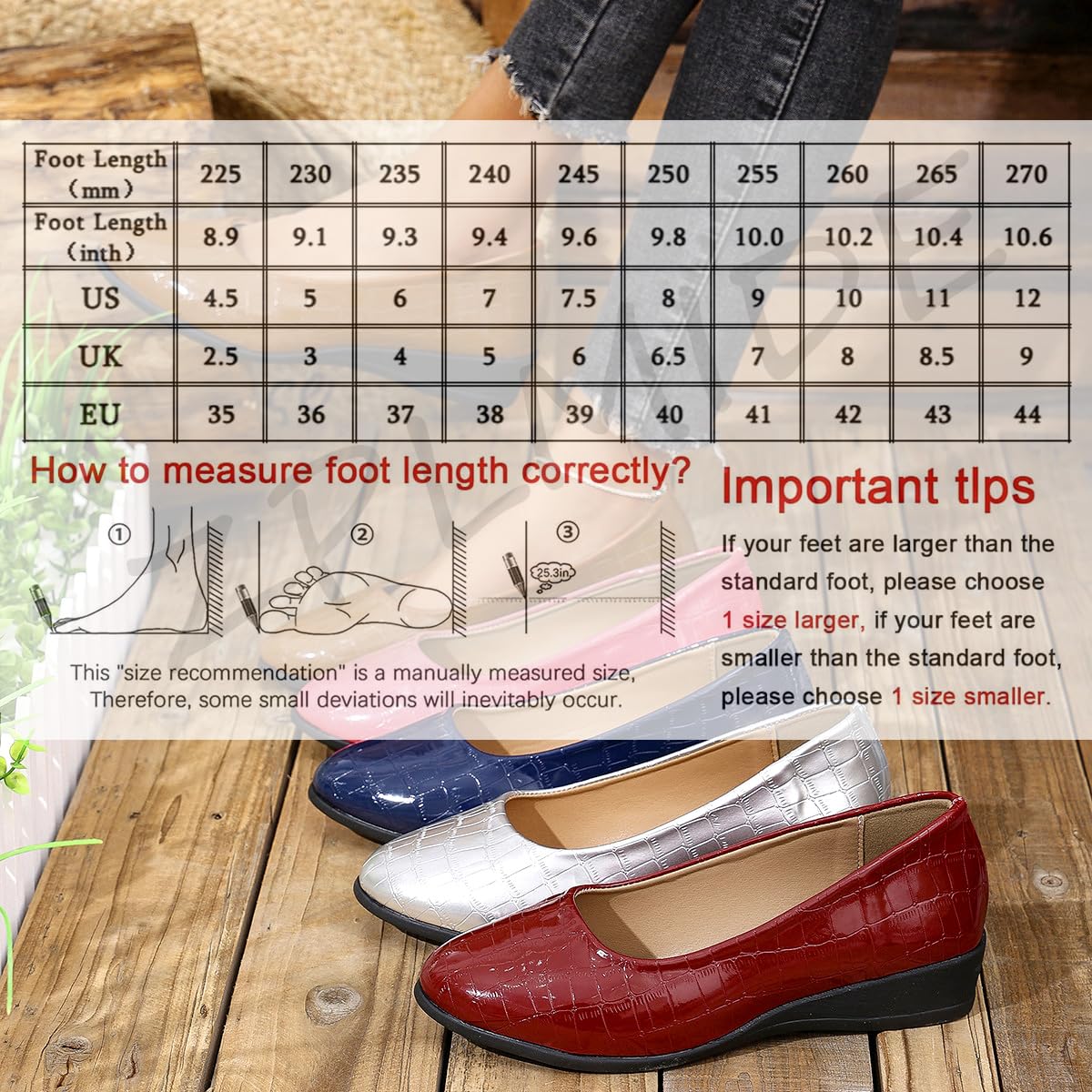 Scarpe da donna in pelle leggera, da donna, comode, con supporto per arco plantare, scarpe slip-on da donna con tacco basso da lavoro, mocassini
