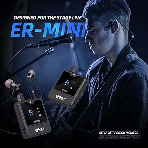 Miniatura 6 de D Debra Audio ER-Mini UHF Sistema de monitor intrauditivo inalámbrico portátil con tipo de monitoreo para escenario, banda, estudio de grabación,