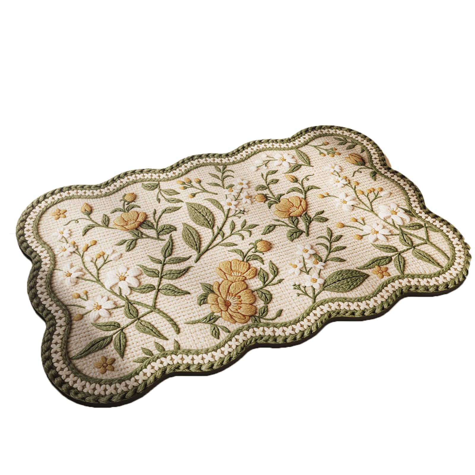 Genérico Alfombra Bañoirregular Diatomea Motivo Floral Antideslizante Entrada Baño,H,80x120cm (31x47inch)