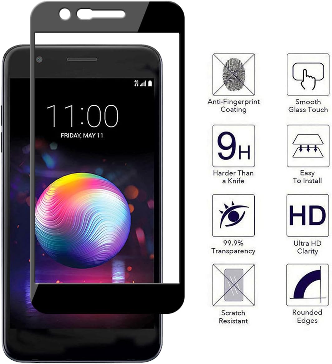 Orzero (3 Pack) for LG Phoenix Plus (AT&T), LG K30, K10 Plus 2018, K10 Alpha 2018, K10 2018 Tempered Glass Screen Protector, 2.5D Arc Edges 9H Full Coverage (Lifetime Replacement)