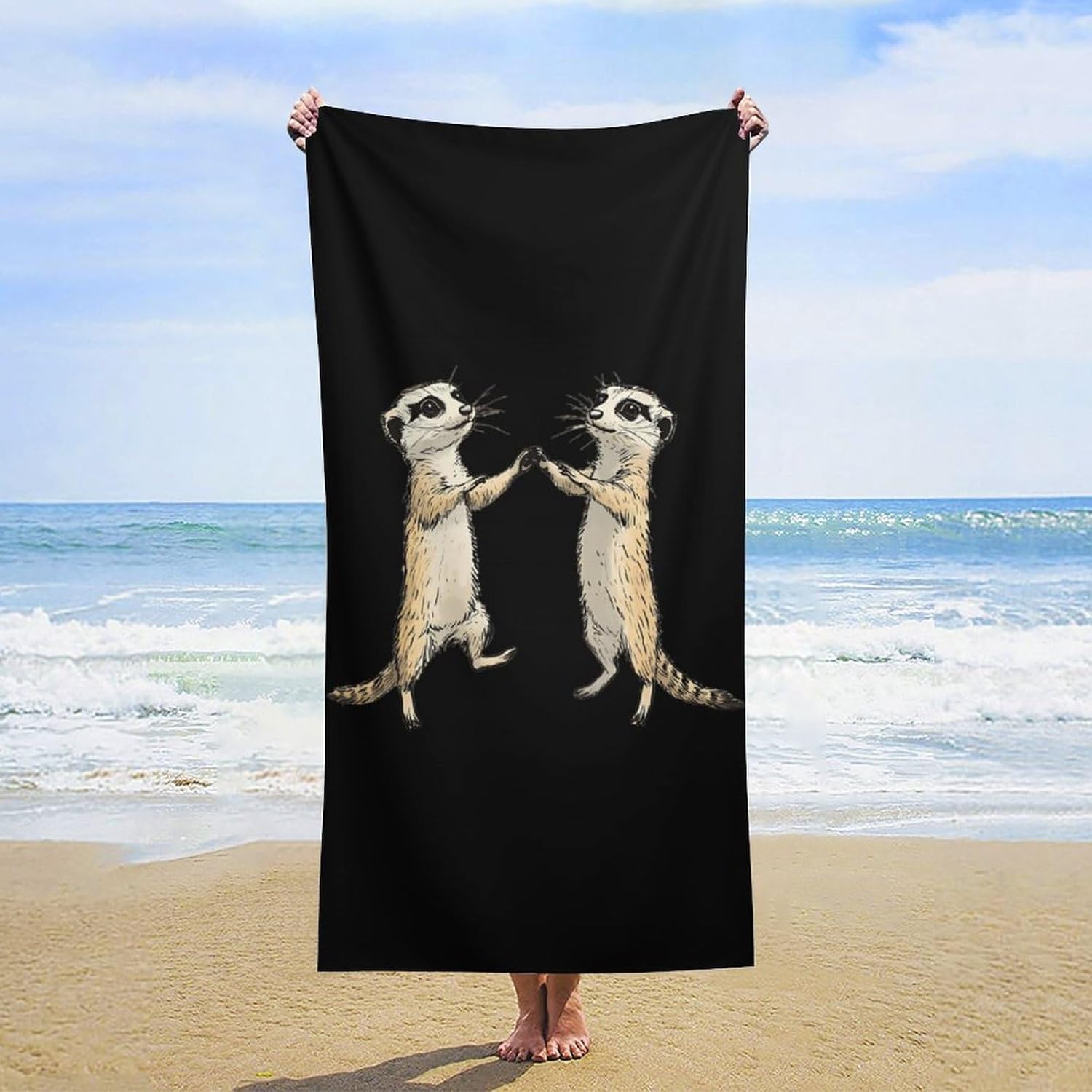 Two Meerkats Dancing Beach Towels Oversized Jumbo Large Yoga Bath Towel for Pool Yoga Swim Body 160x80cm