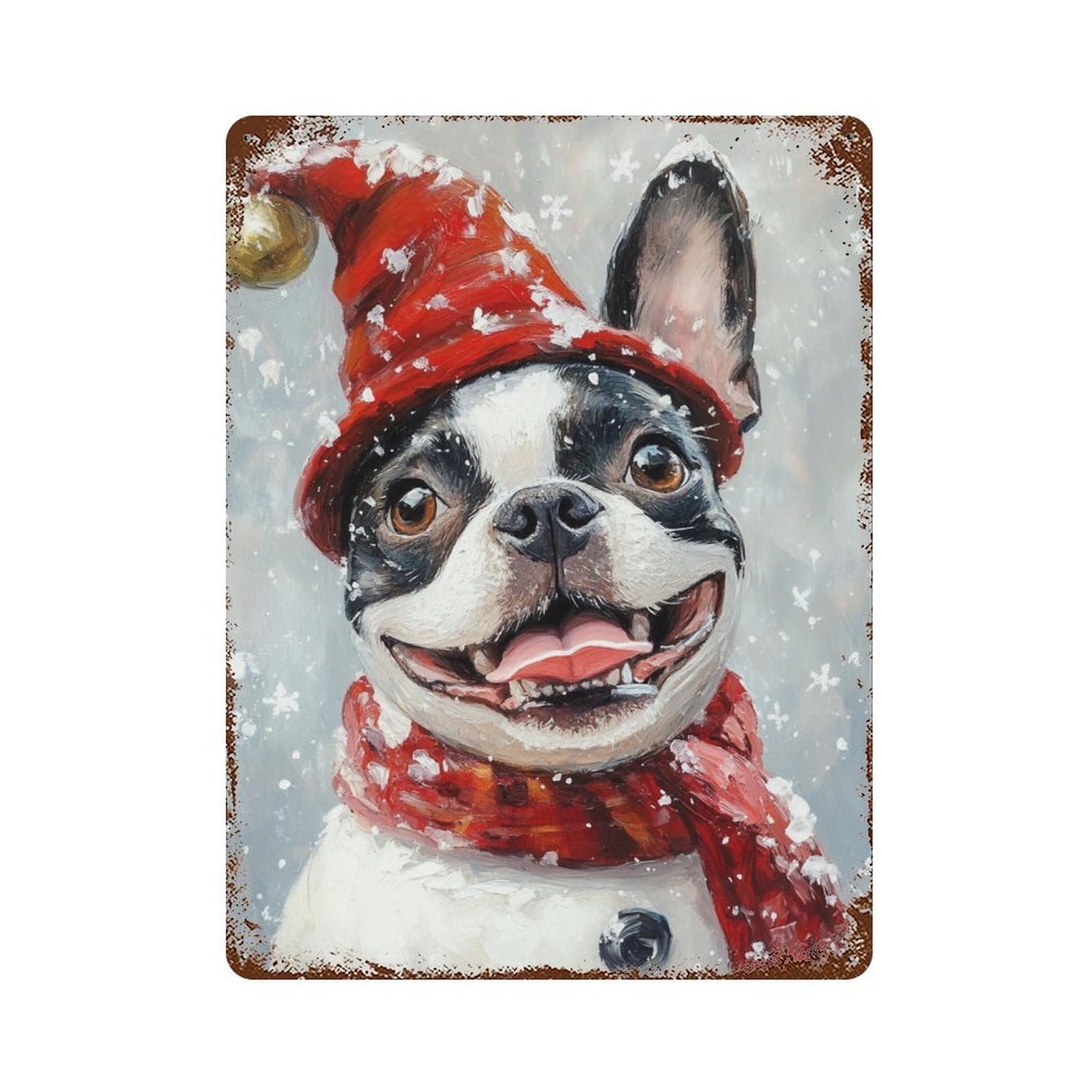 Rust Effect Winter Wonderland Dog-5 Vintage Rust Metal Sign 15.7"x11.8", Old School Wall Decor for Cafe, Home Bar And Lounge Decor