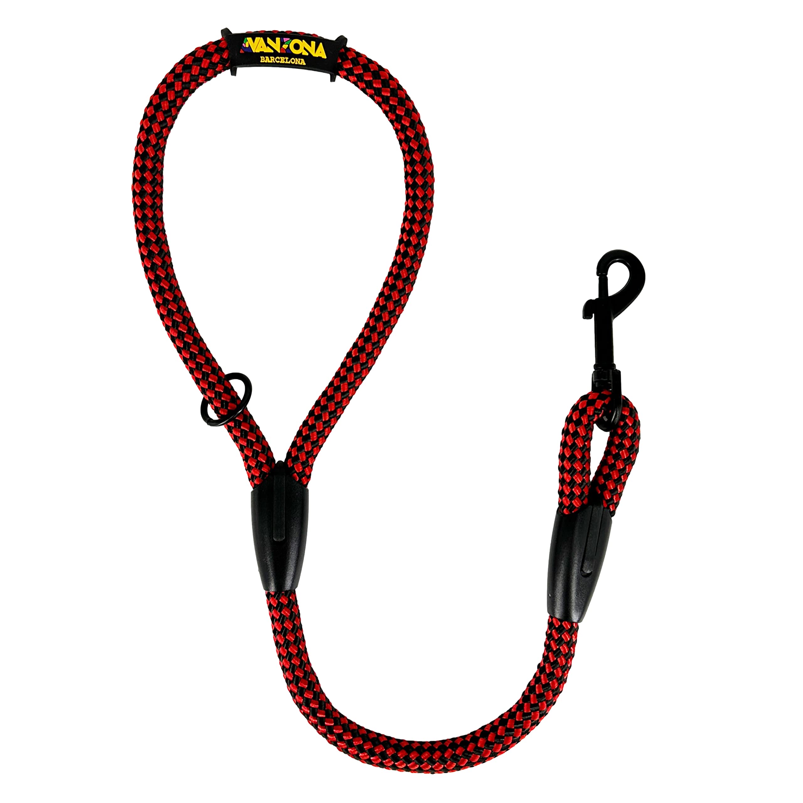 Anti Pull and Short Rope Lead for Small Medium and Large Dogs. Made in Spain. 60cm. Red&Black