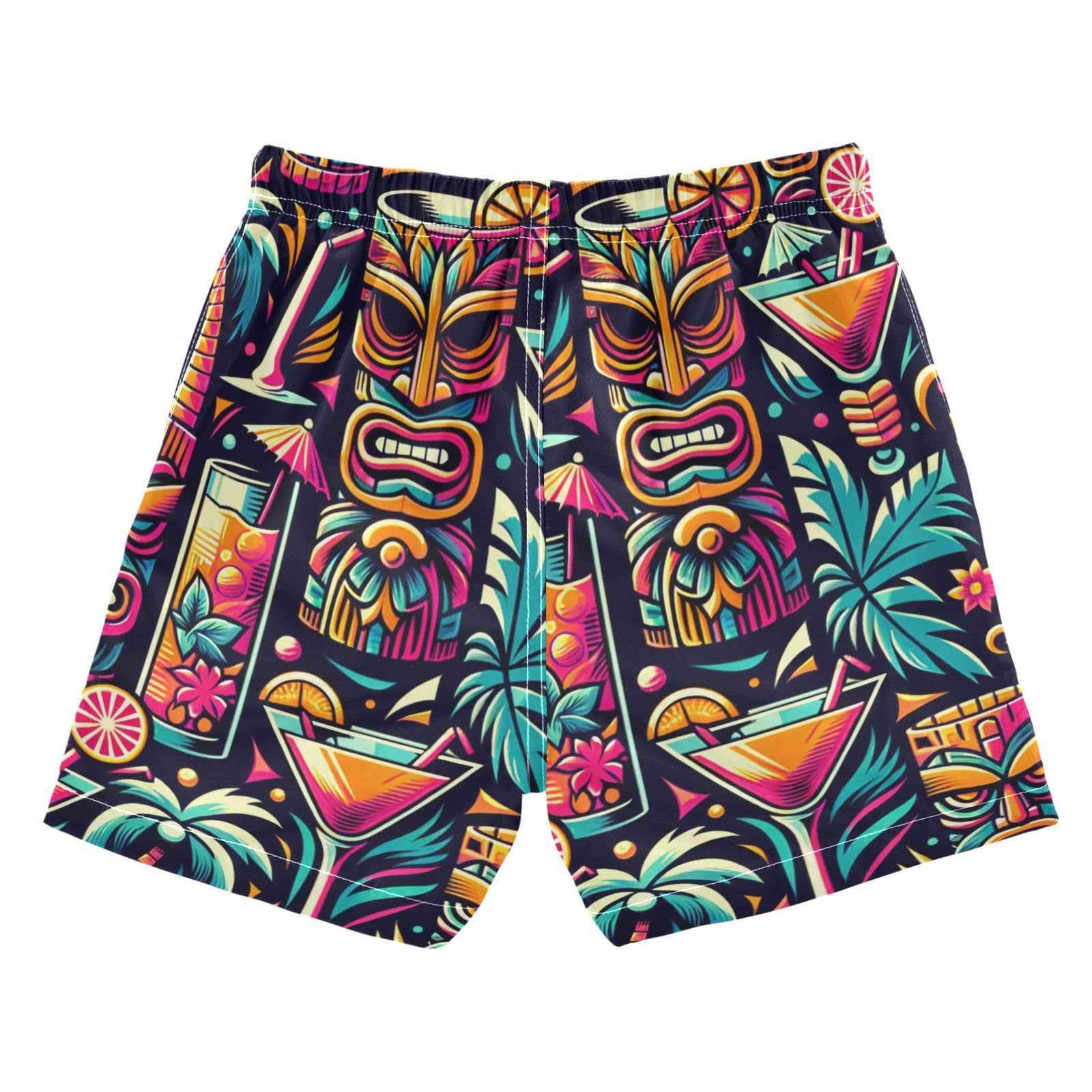 FLildon Mexican Tropical Palm Trees Little Boys Swim Trunks with Mesh Lining Quick Dry Beach Board Shorts, 3T