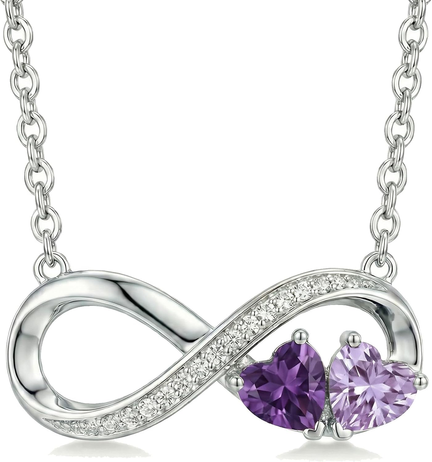 CRMAD Birthstone Necklace for Women Infinity Pendant Jewelry Anniversary Birthday Christmas Gifts for Her Wife Mom Lady Daughter