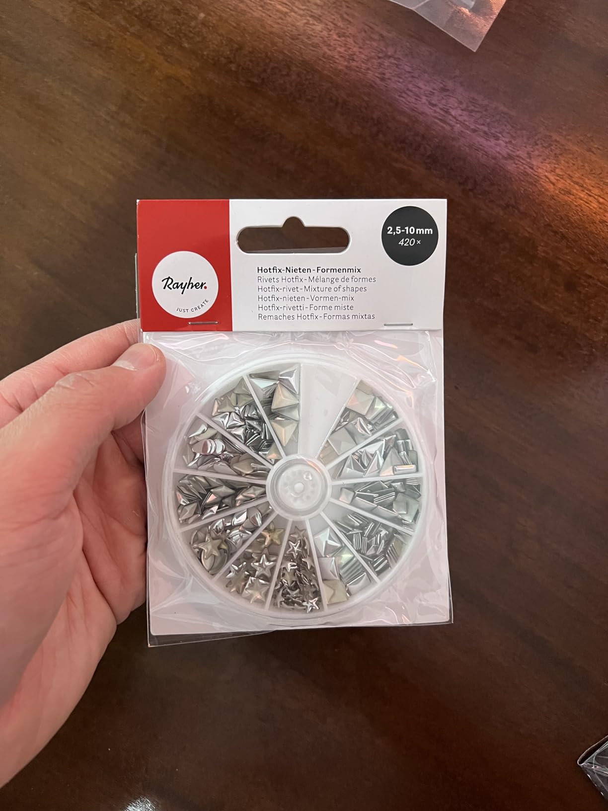 Hotfix Rivets Rayher Hotfix-Rivets, Mix of Shapes 2.5 mm-10 mm, Sorting Box with 420 ...