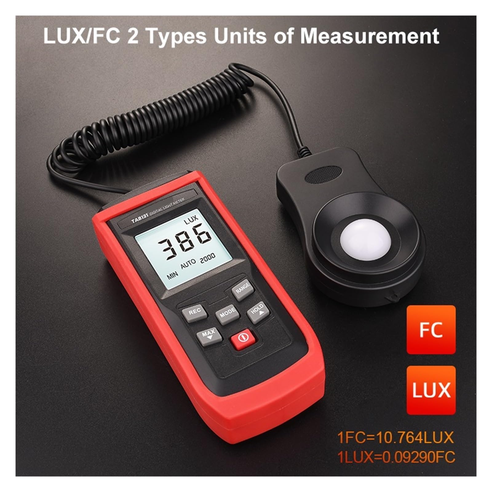 Luxometro Digitale Luxmetro Professionale Misuratore Di Luce Portatile Ad Alta Precisione Illuminometro Fotometro 100000LUX Ampia Gamma, Alta Precisione(TA8121 Standard Type)