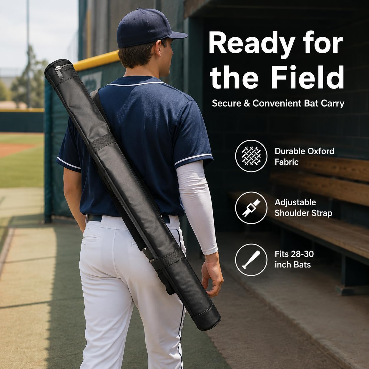 Borsa mazze baseball, porta mazze e guanti in pelle sintetica, per allenamento e partita, 28-30 pollici