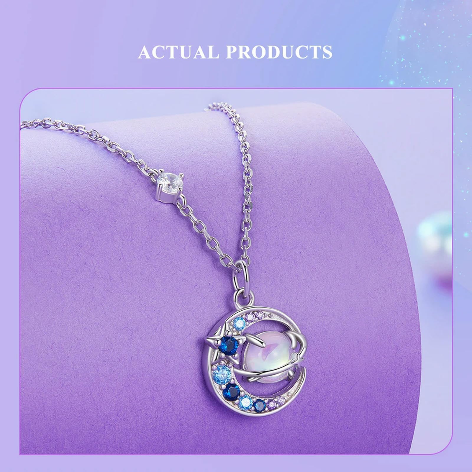 Collar De Planeta En Plata De Ley 925 Con Colgante De Estrella, Luna, Saturno, Universo Y Espacio, Joyería De Cumpleaños, Regalo Para Mujeres Y Niñas.