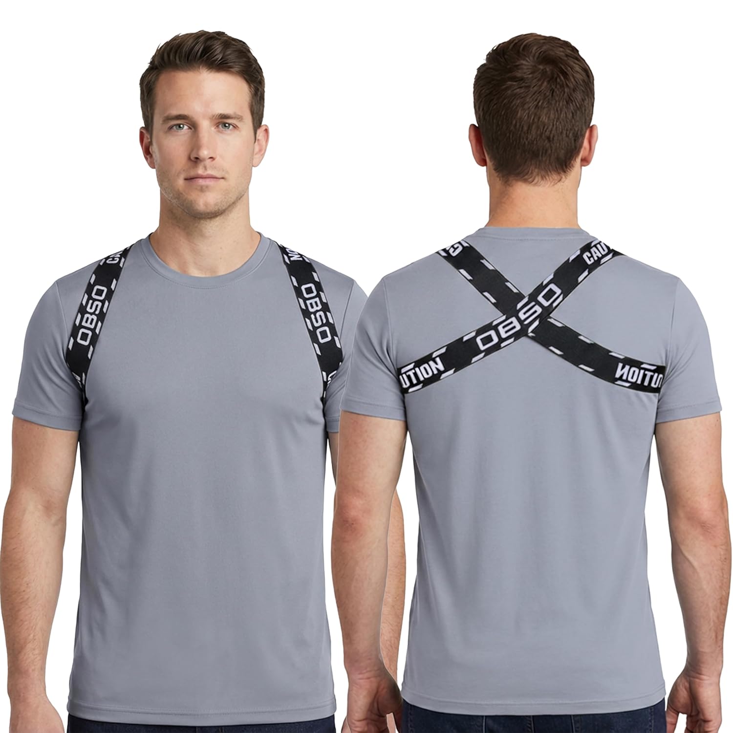 RNEMP® Innovative 1/8" Ultra-Slim Back Posture Corrector For Men In 9 Vibrant Colors,High-Airflow Breathable Fabric Upper Back Brace Posture Corrector Brace For Gen Z Professionals(Black-Printed)