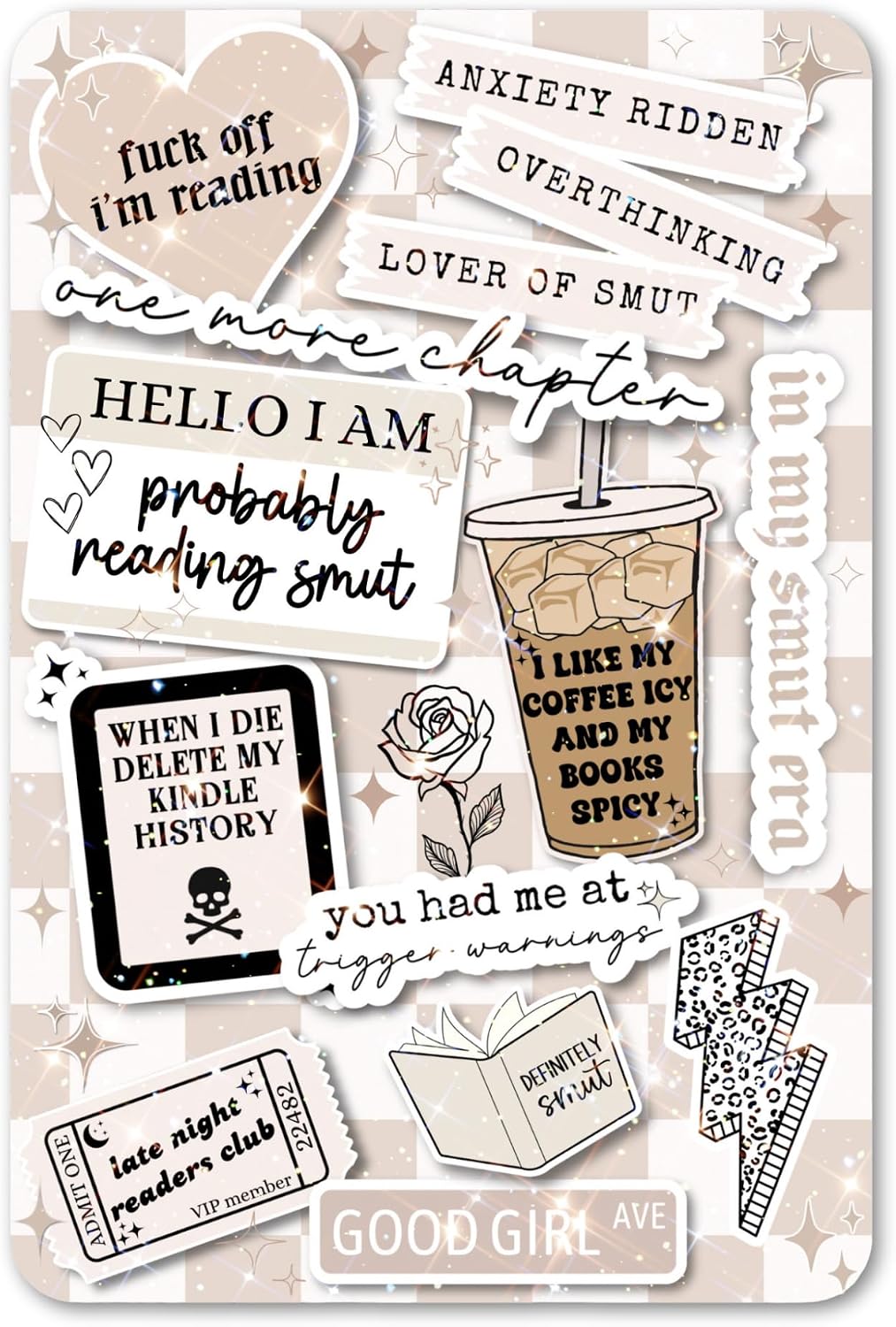 Clear Back Cover Insert for Kindle | Booktok Bookish Cardstock Sticker Case Insert | E-Reader Stickers | Smut Book Gifts for Women (Kindle Paperwhite 12th Generation)