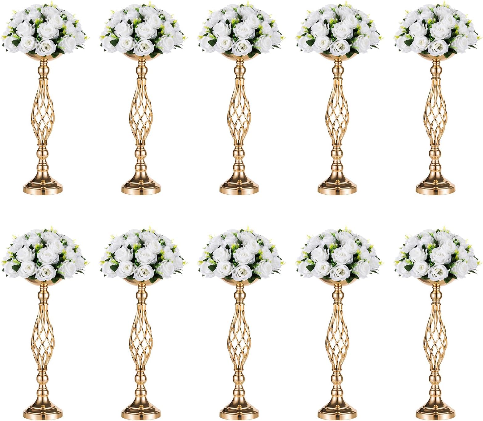 Versatile Metal Flower Arrangement, Candle Holder Stand Set for Wedding Party Dinner Centerpiece Event Restaurant Hotel Decoration (Gold, 10 x M)