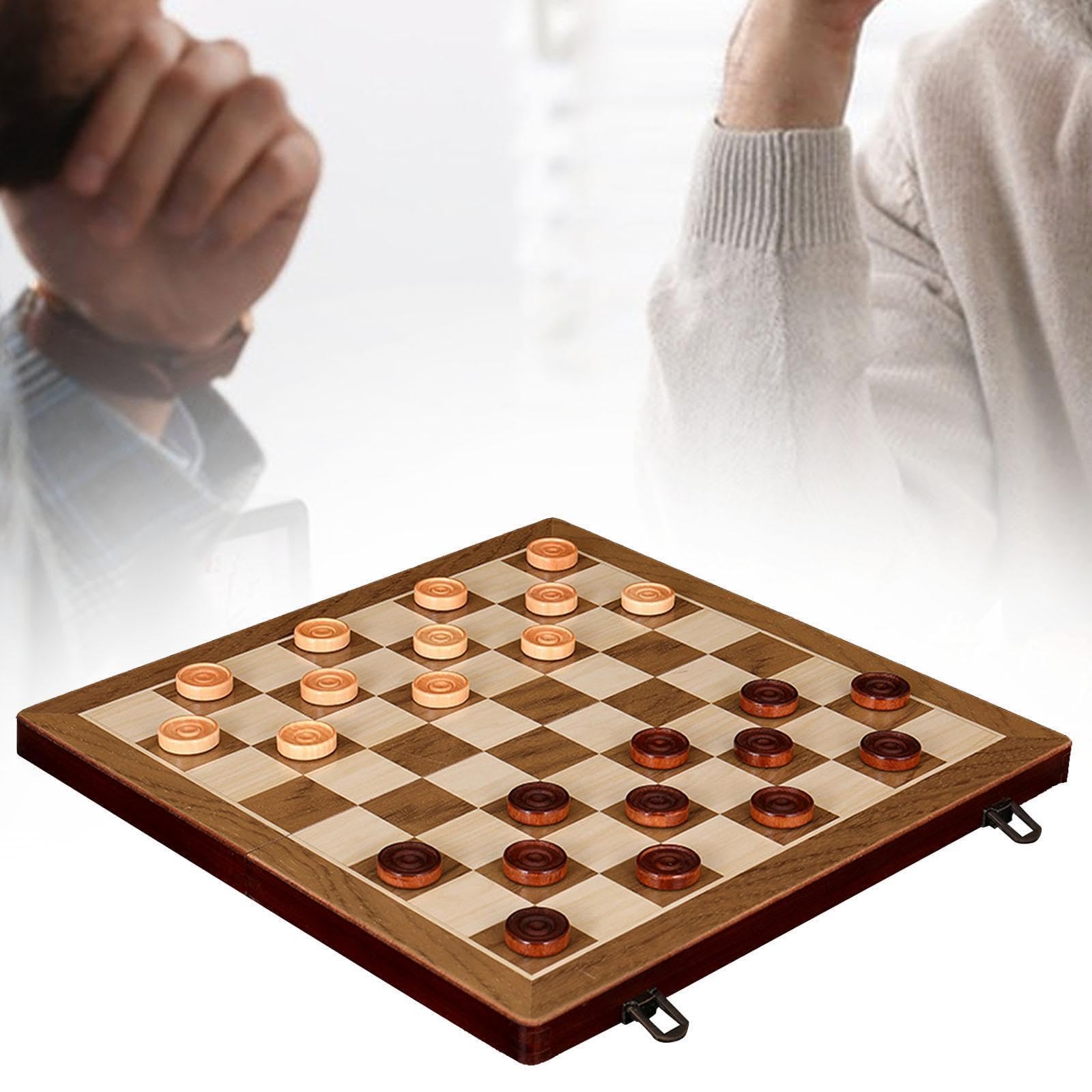 Scacchiera in legno con custodia da viaggio portatile, coinvolgente gioco di dama, elegante set completo incluso, divertimento per tutti, giochi da