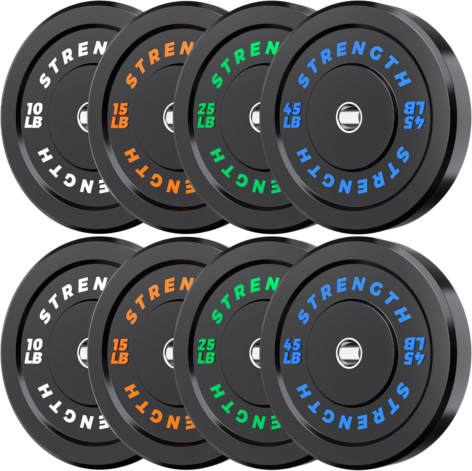 Olympic Bumper Plates Set - Virgin Rubber Weights for Strength Training 190LB-Set