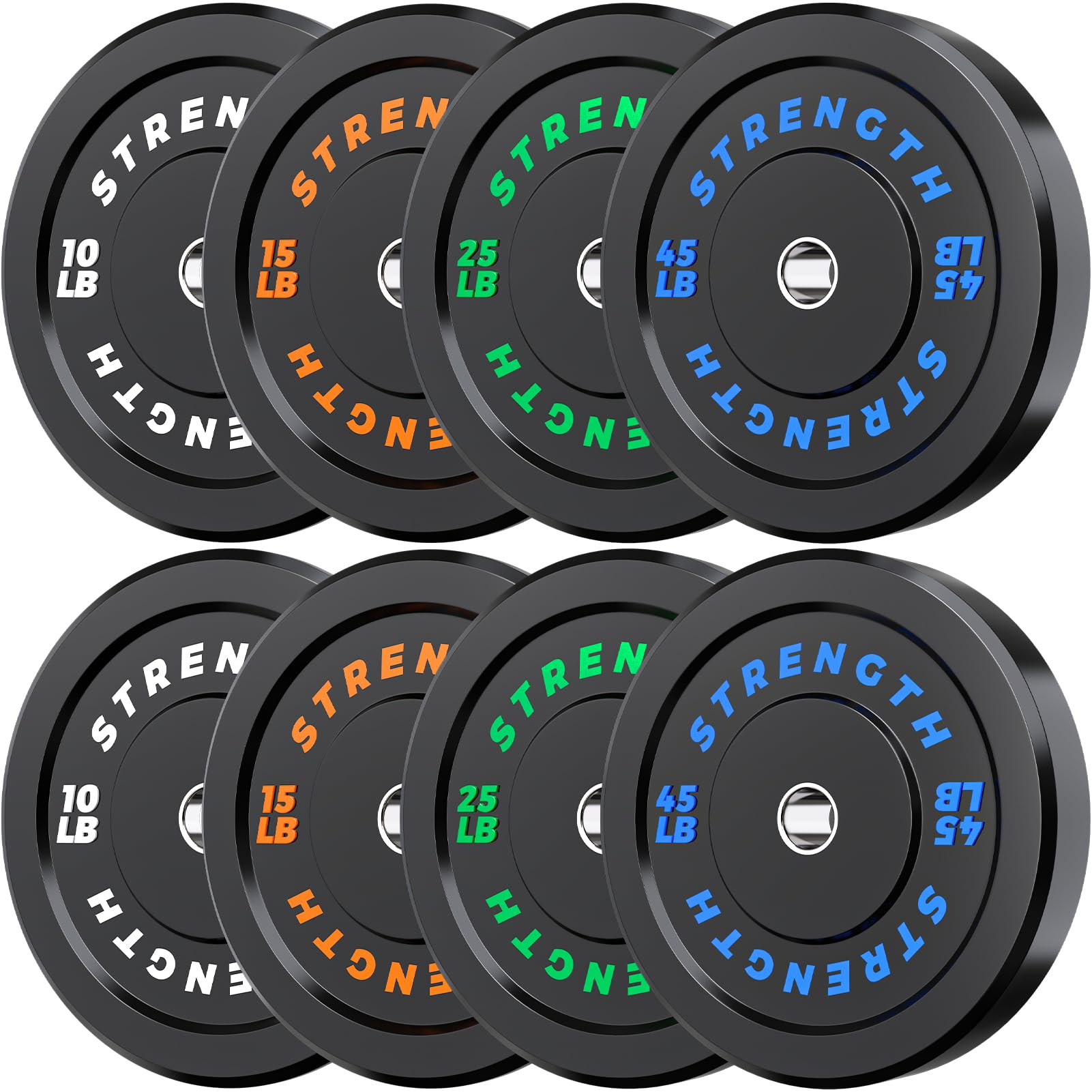 Olympic Bumper Plates Set - Virgin Rubber Weights for Strength Training 190LB-Set