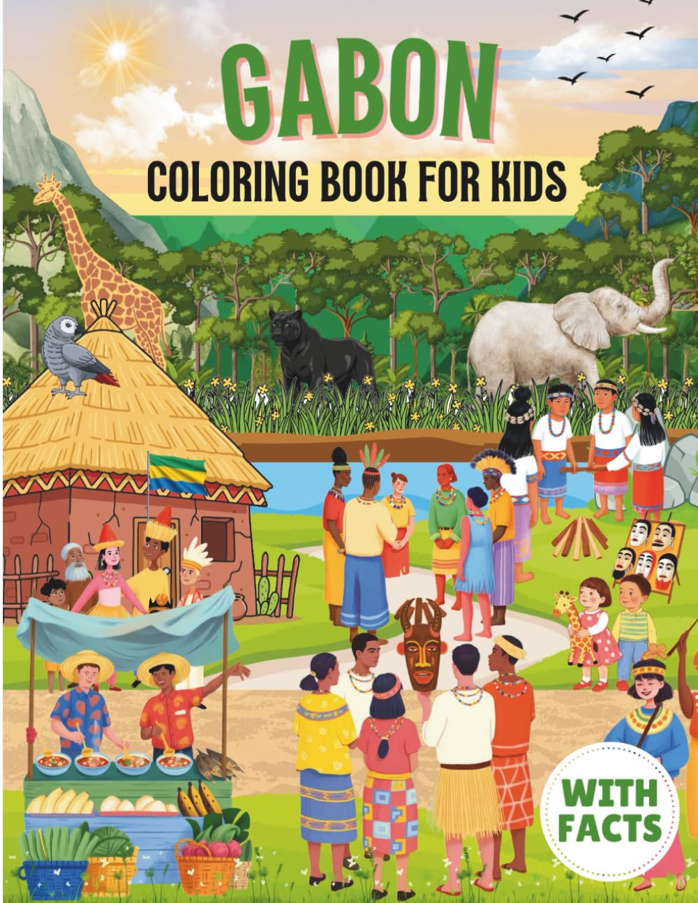 Gabon coloring book for kids with facts