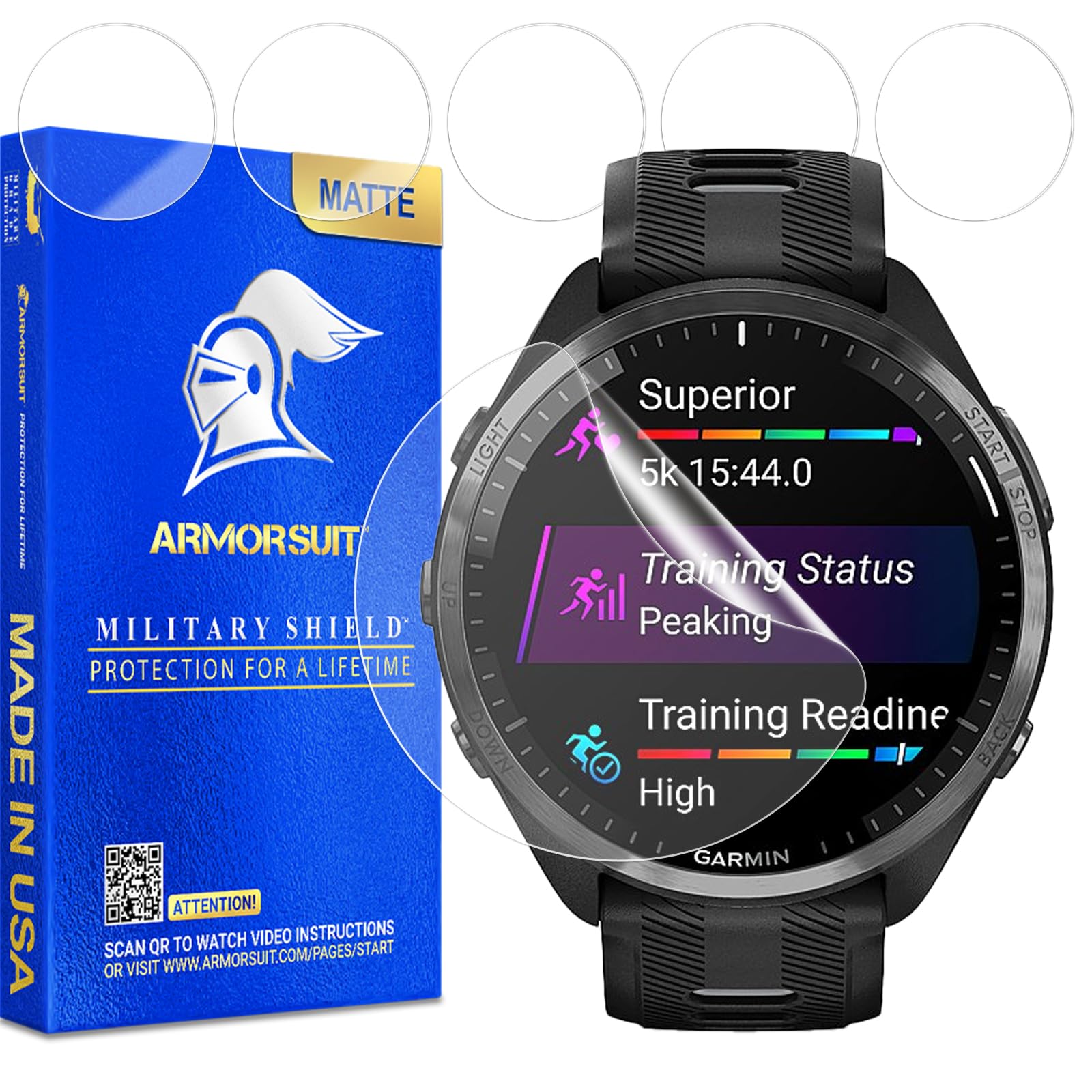 ArmorSuit 6 Pack for Garmin Forerunner 965 (47mm) Matte Screen Protector Anti-Glare MilitaryShield TPU Film - Made in USA