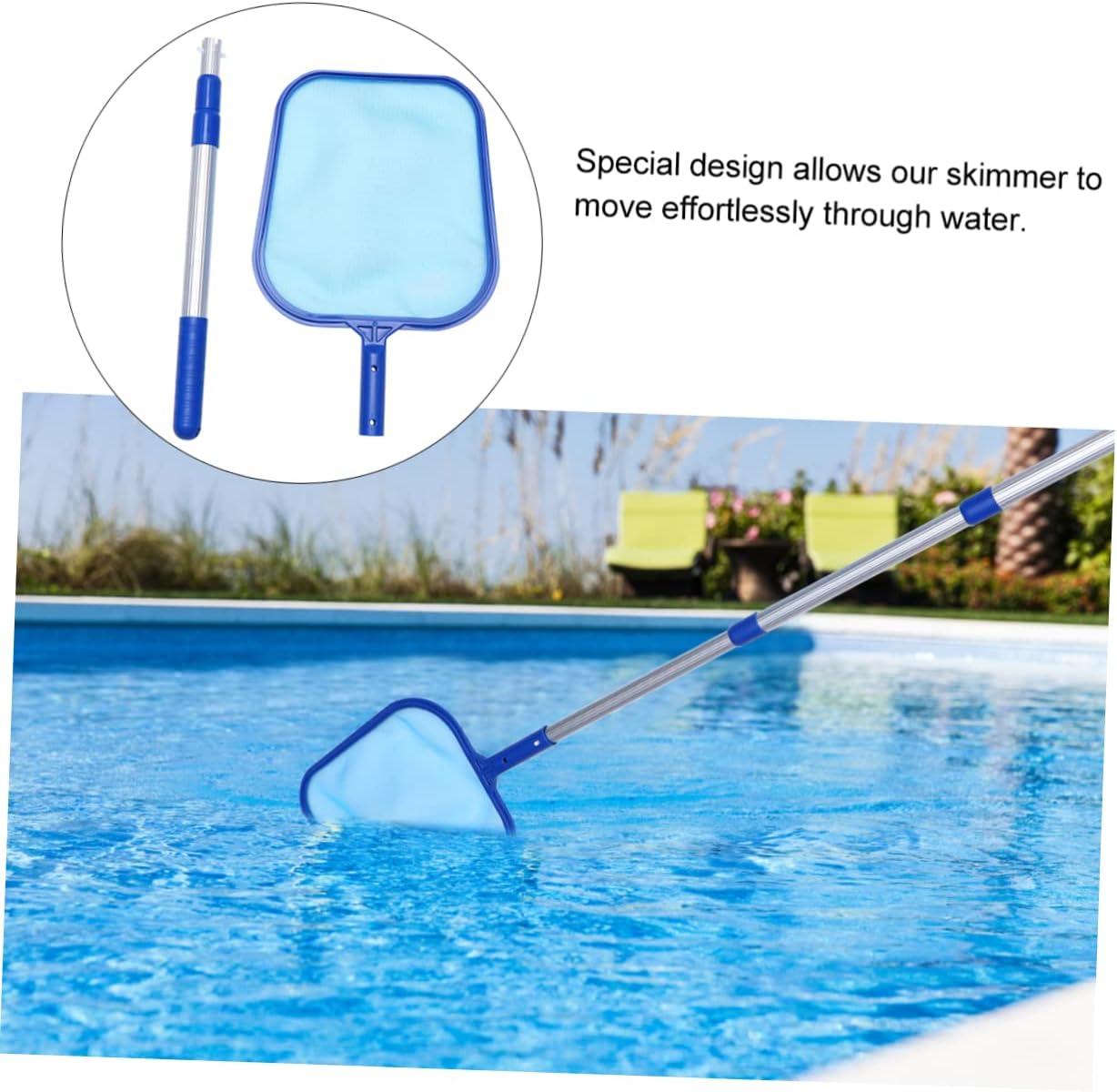Toddmomy 1 Set Adjustable Pool Net Skimmer Tool Lightweight Leaf Rake for Swimming Pools Fountains Space Saving Design with Durable Frame Blue