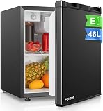 FOHERE Mini Réfrigérateur 46L, Mini Frigo avec Congélateur, Thermostat Réglable, Économie d'Énergie, Silencieux, Porte Réversible, Minibar, Adapté à la Maison et au Bureau, Dortoir, Hôtel, Noir - 1