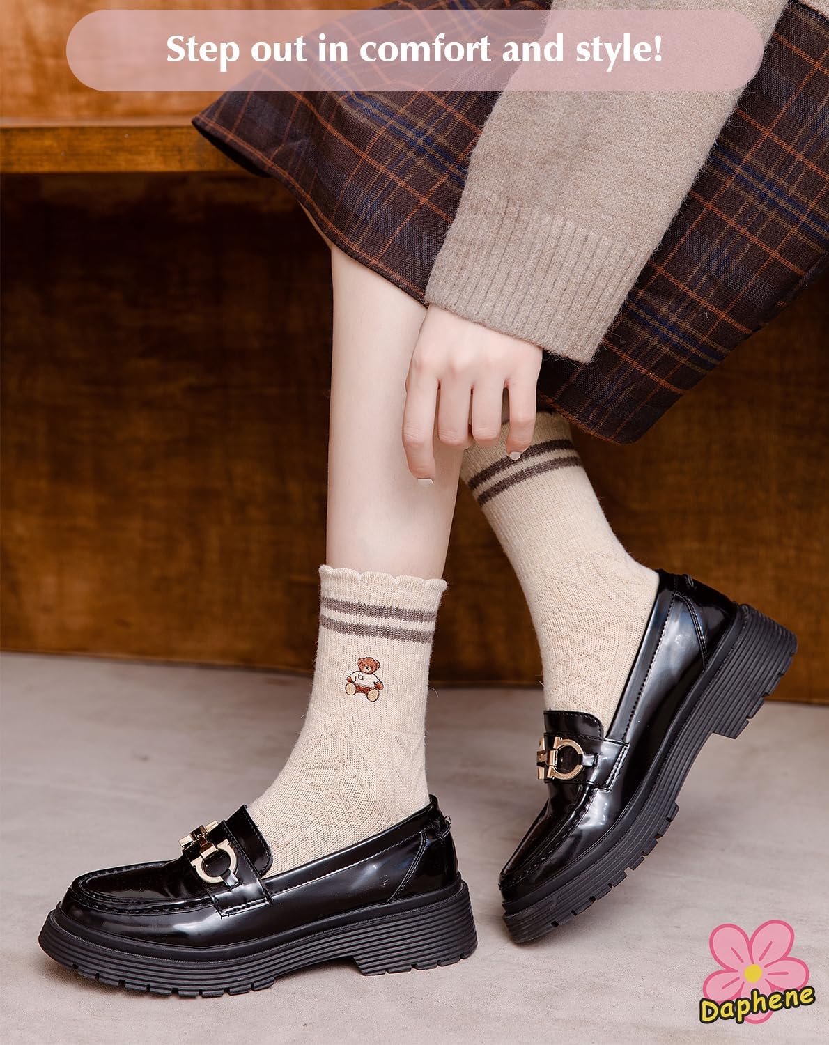 Daphene Womens Trendy Cute Wool Socks | Winter Thick Warm Holiday Gifts | Cartoon Design Comfortable Non-Slip | Multi-Color - Image 2