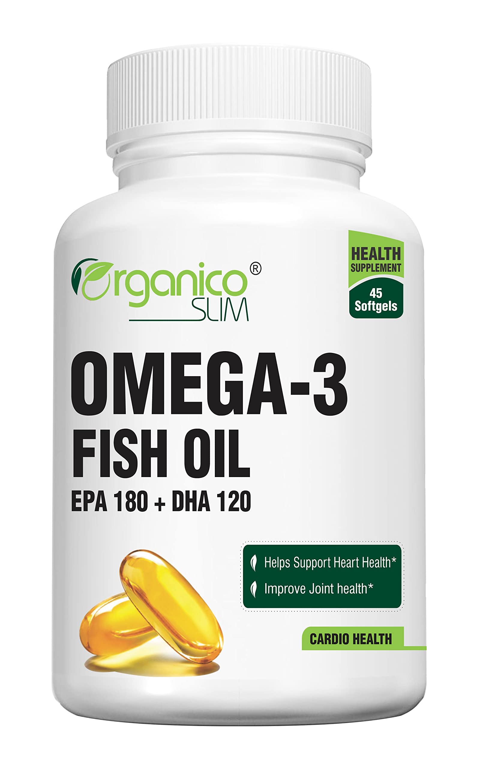 Organicoslim Omega 3 Fish oil for brain, heart and eye health, 45 softgels 1000mg (EPA 180 : DHA 120)-picture-10