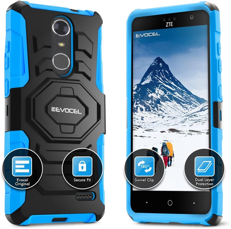 ZTE Blade Spark/ZTE Grand X4 Case, Evocel [New Generation Series] Belt Clip Holster, Kickstand, & Dual Layer for ZTE Grand X 4 (Z956) / ZTE Blade Spark (Z971) / ZTE Damon, Blue