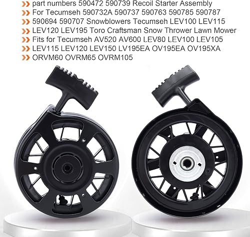 Miniatura 5 de Hipa 590739 Arrancador de retroceso compatible con Tecumseh LV195EA LEV120 LEV100 Lawn Boy Toro 20016 20017 20018 20019 Walk BehindLawn Mower
