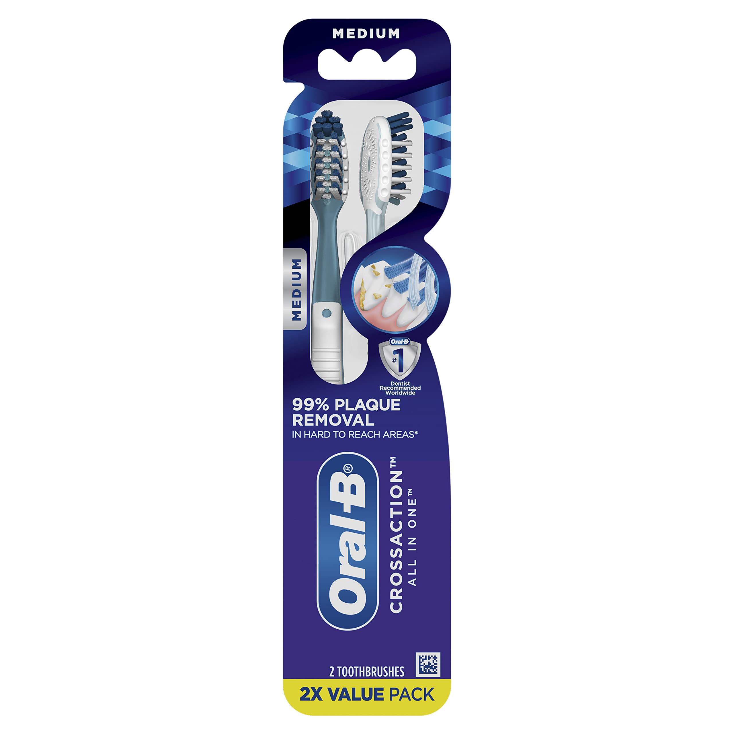 oral-b pro-health all-in-one 40 medium toothbrush twin pack, assorted colors