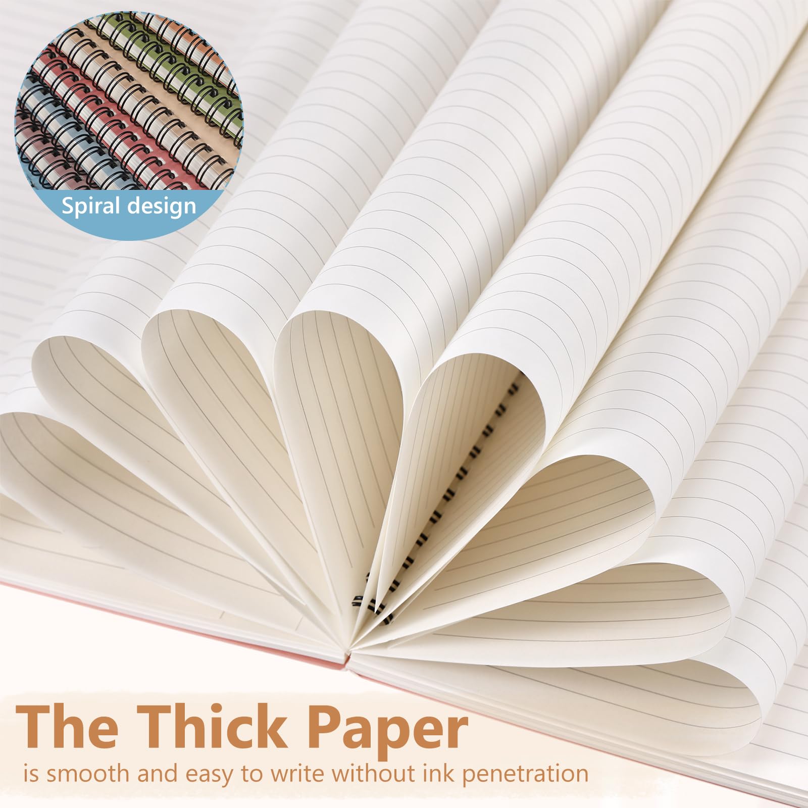 Fuutreo 12 cuadernos en espiral para el trabajo, tamaño A5, 8.3 x 5.7 pulgadas, cuaderno con rayas universitarias, cuaderno de papel kraft, papel rayado, 12 colores, 60 hojas, 120 páginas para oficina