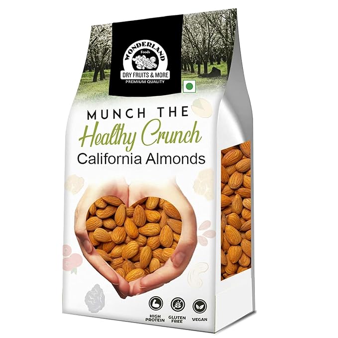 WONDERLAND FOODS Raw California Almonds 1Kg Pouch Pack | Badam Giri | Nutritious & Delicious High in Fiber & Boost Immunity | Dry Fruits Real Nuts | Gluten Free
